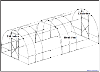 Zahradní montovaný skleník AGRUS - 3 - modul prodloužení  - PC 6 mm