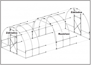 Zahradní montovaný skleník AGRUS - 3 - modul prodloužení  - PC 4 mm